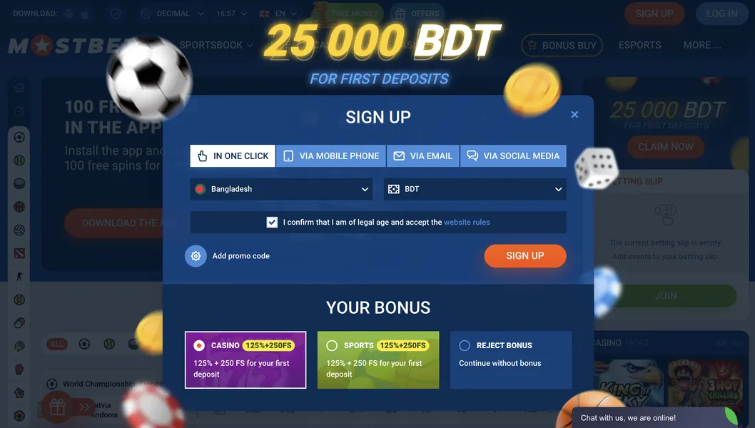 How to register and login on Mostbet BD